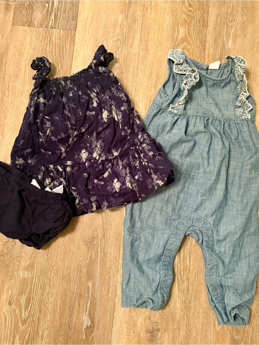 GAP Baby Navy Top with Light Blue Chambray Detail